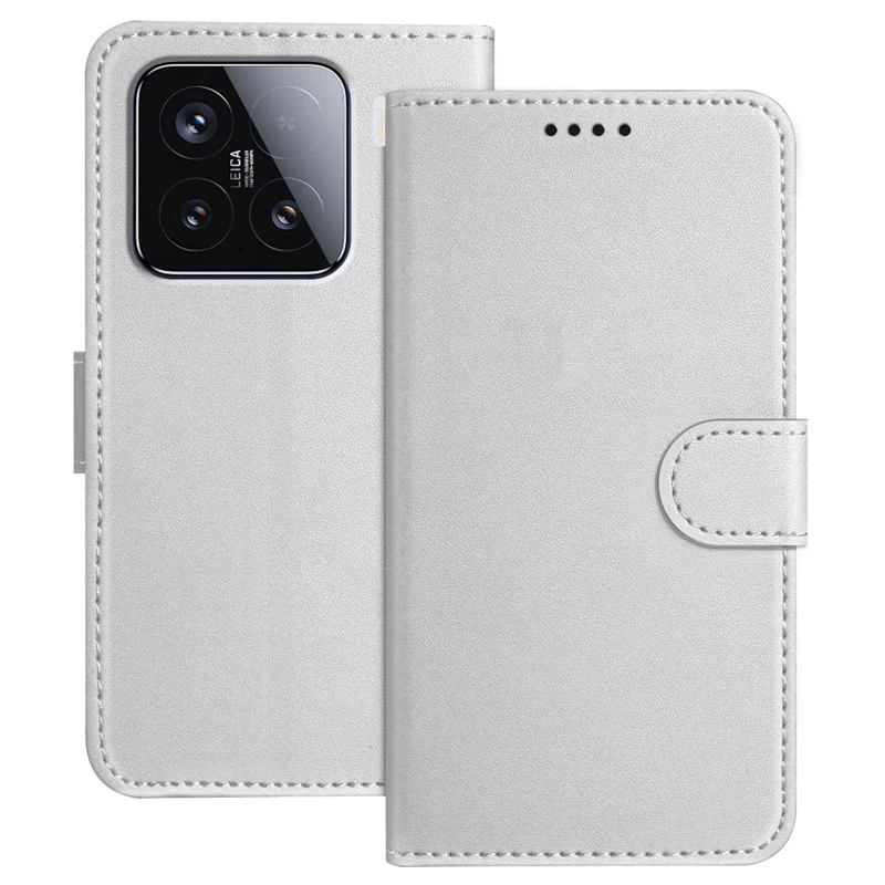 For Xiaomi 15 Leather Case Wallet Stand Solid Color Anti Drop Phone Cover - Black-Cellmalls