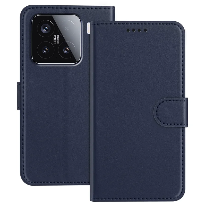 For Xiaomi 15 Leather Case Wallet Stand Solid Color Anti Drop Phone Cover - Black-Cellmalls