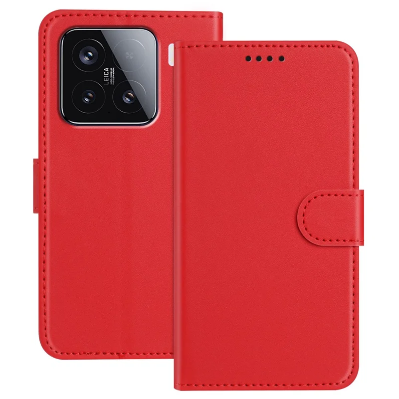 For Xiaomi 15 Leather Case Wallet Stand Solid Color Anti Drop Phone Cover - Black-Cellmalls