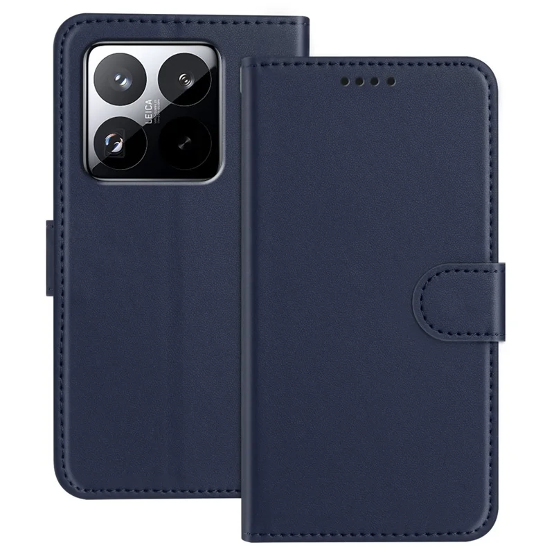 For Xiaomi 15 Pro Leather Case Wallet Stand Solid Color Anti Drop Phone Cover - Black-Cellmalls