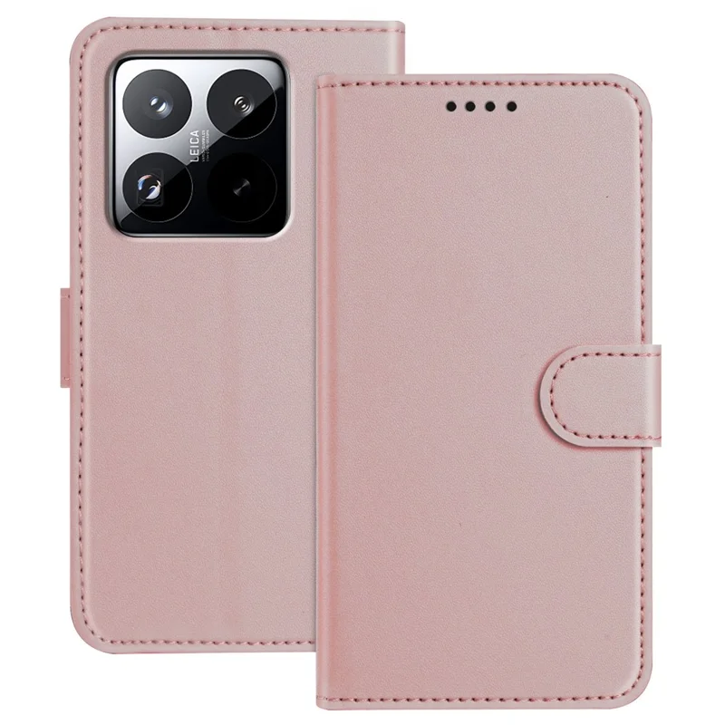 For Xiaomi 15 Pro Leather Case Wallet Stand Solid Color Anti Drop Phone Cover - Black-Cellmalls