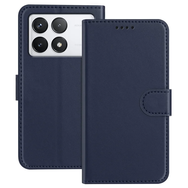 For Xiaomi 14T Pro Leather Case Wallet Stand Solid Color Anti Drop Phone Cover - Black-Cellmalls