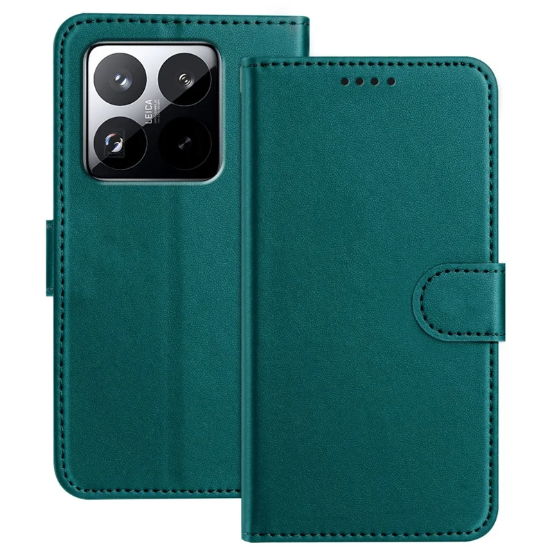 For Xiaomi 15 Pro Leather Case Wallet Stand Solid Color Anti Drop Phone Cover - Black-Cellmalls