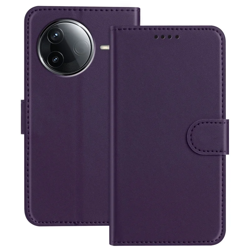 For Xiaomi Poco F7 Ultra 5G / Poco F7 Pro 5G / Redmi K80 Pro 5G / K80 5G Leather Case Wallet Stand Solid Color Anti Drop Phone Cover - Black-Cellmalls