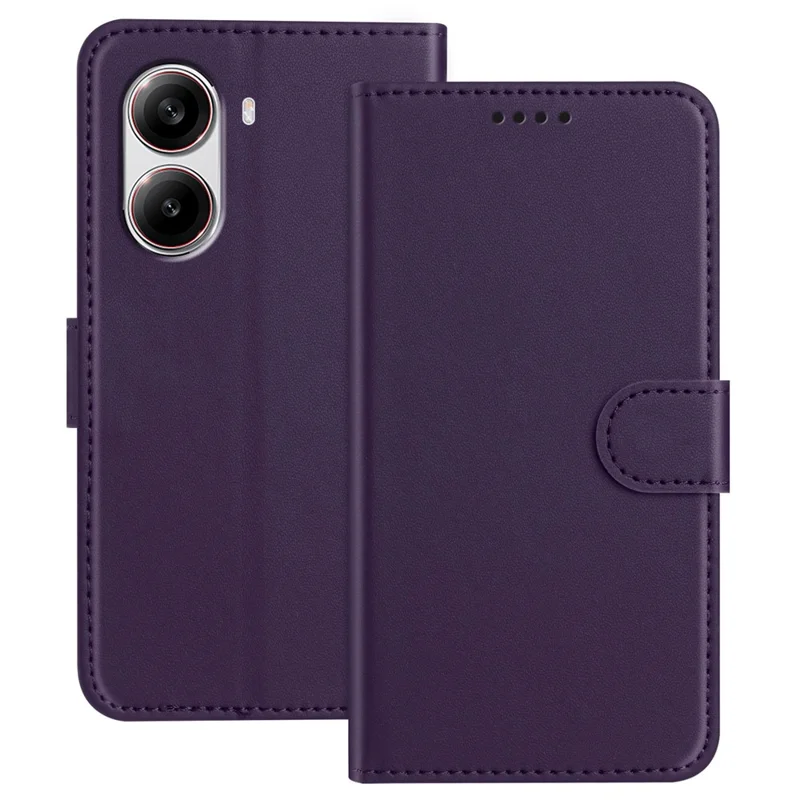 For Xiaomi Redmi Turbo 4 5G / Xiaomi Poco X7 Pro 5G Leather Case Wallet Stand Solid Color Anti Drop Phone Cover - Black-Cellmalls