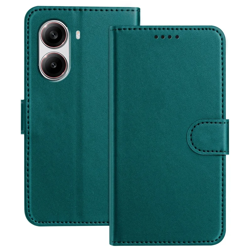 For Xiaomi Redmi Turbo 4 5G / Xiaomi Poco X7 Pro 5G Leather Case Wallet Stand Solid Color Anti Drop Phone Cover - Black-Cellmalls