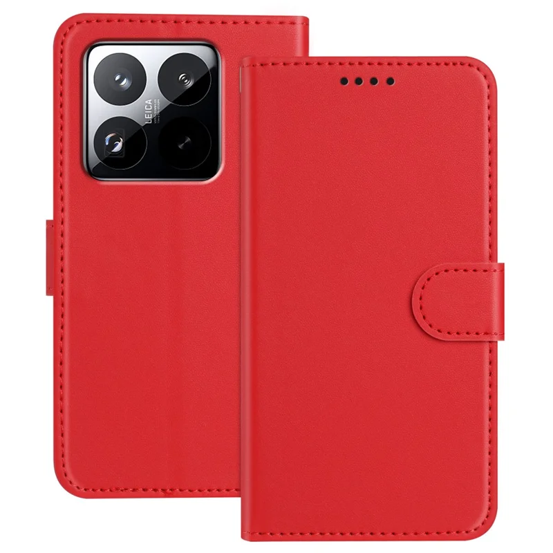 For Xiaomi 15 Pro Leather Case Wallet Stand Solid Color Anti Drop Phone Cover - Black-Cellmalls