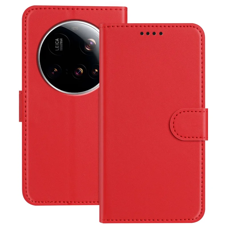 For Xiaomi 15 Ultra Leather Case Wallet Stand Solid Color Anti Drop Phone Cover - Black-Cellmalls