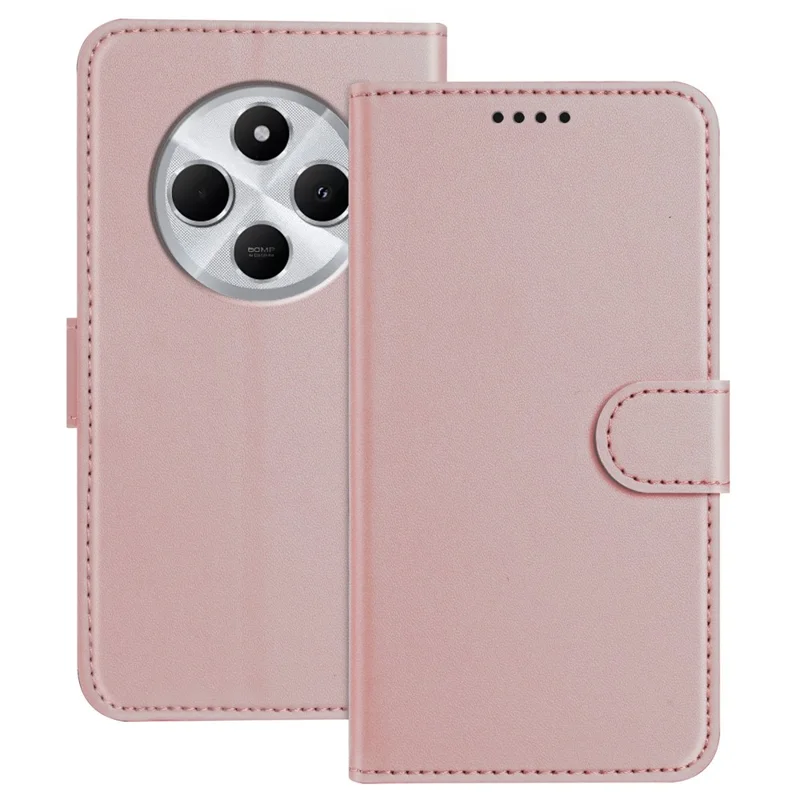 For Xiaomi Redmi 14C 5G / Xiaomi Poco C75 4G / Xiaomi Redmi 14R 5G / Xiaomi Redmi A3 Pro 4G / Xiaomi Redmi A4 5G / Xiaomi Redmi 14C 4G Leather Case Wallet Stand Solid Color Anti Drop Phone Cover - Black-Cellmalls