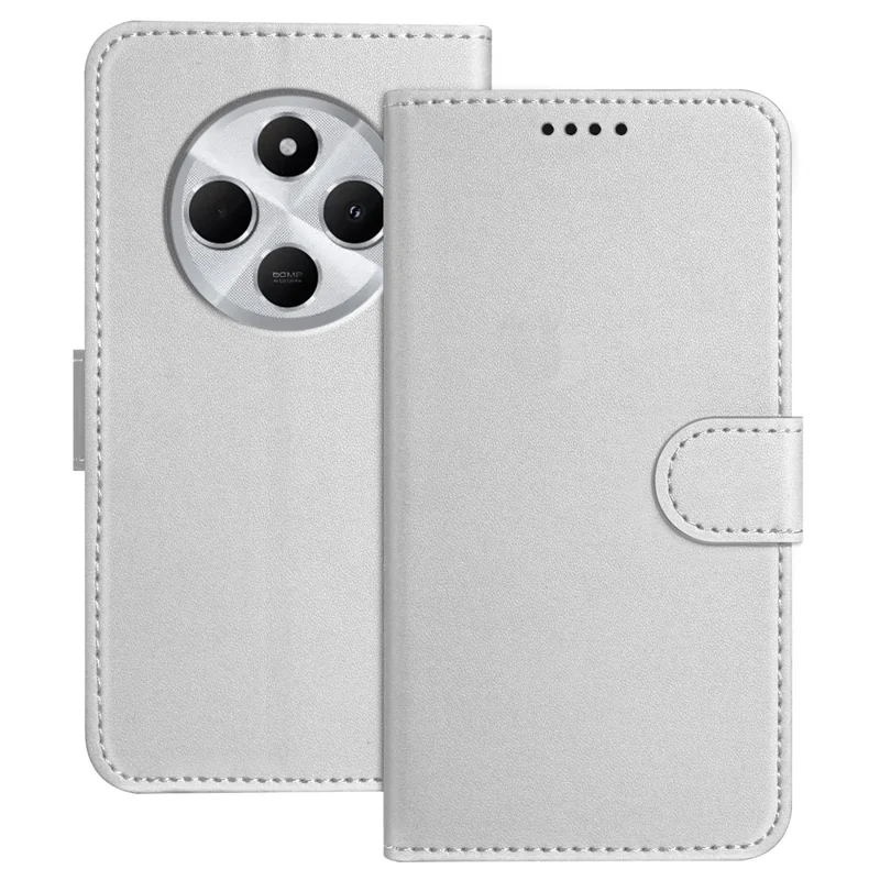 For Xiaomi Redmi 14C 5G / Xiaomi Poco C75 4G / Xiaomi Redmi 14R 5G / Xiaomi Redmi A3 Pro 4G / Xiaomi Redmi A4 5G / Xiaomi Redmi 14C 4G Leather Case Wallet Stand Solid Color Anti Drop Phone Cover - Black-Cellmalls