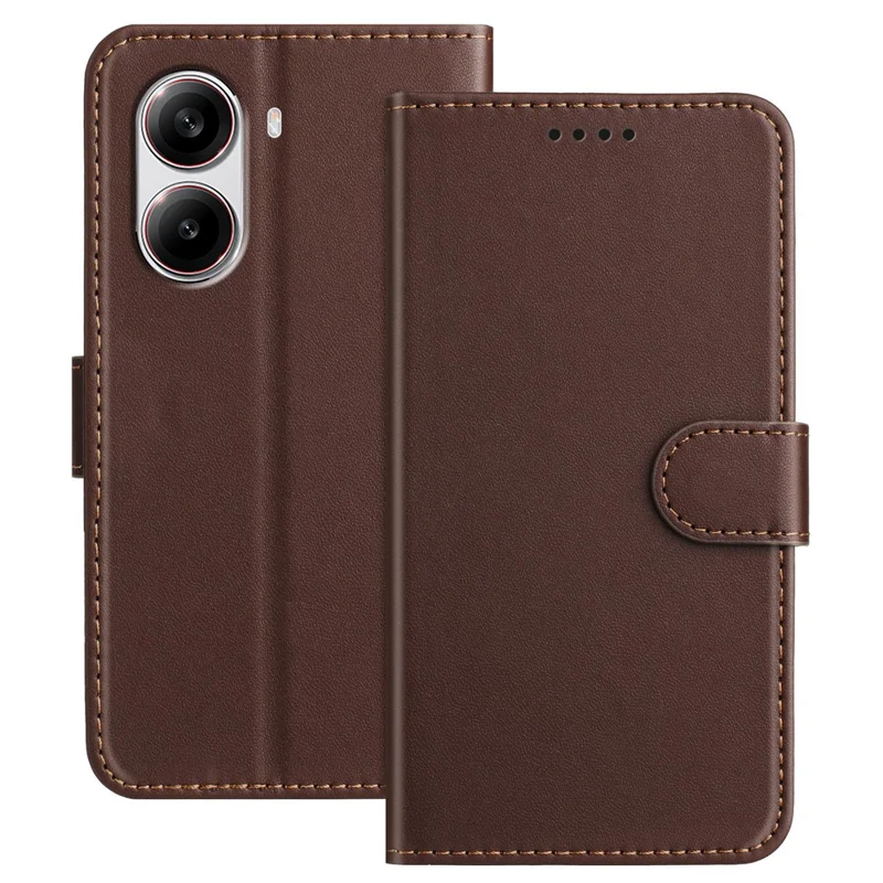 For Xiaomi Redmi Turbo 4 5G / Xiaomi Poco X7 Pro 5G Leather Case Wallet Stand Solid Color Anti Drop Phone Cover - Black-Cellmalls