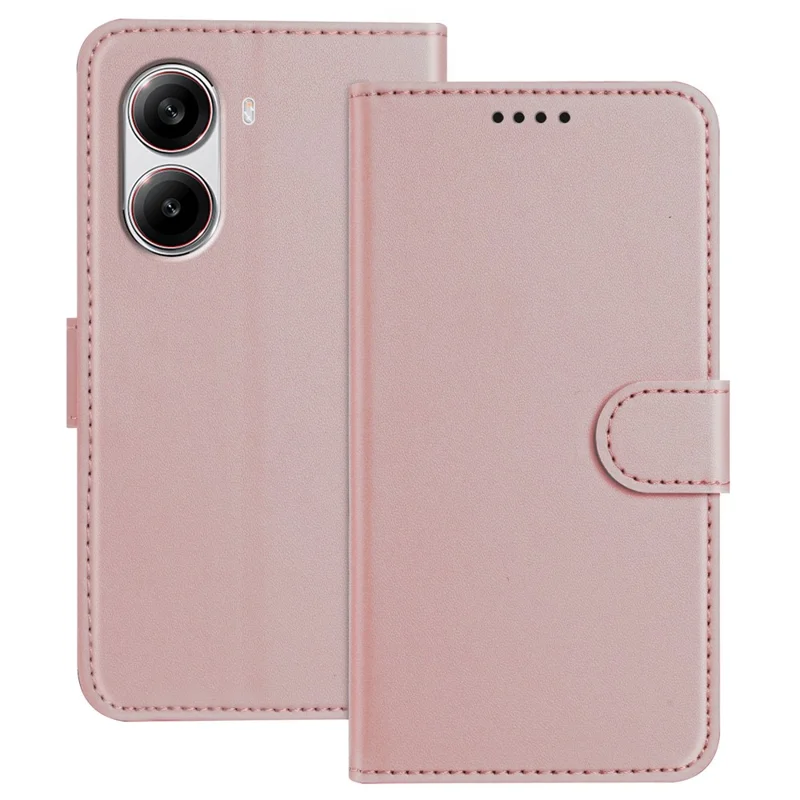 For Xiaomi Redmi Turbo 4 5G / Xiaomi Poco X7 Pro 5G Leather Case Wallet Stand Solid Color Anti Drop Phone Cover - Black-Cellmalls