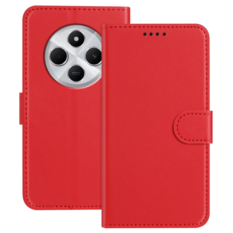 For Xiaomi Redmi 14C 5G / Xiaomi Poco C75 4G / Xiaomi Redmi 14R 5G / Xiaomi Redmi A3 Pro 4G / Xiaomi Redmi A4 5G / Xiaomi Redmi 14C 4G Leather Case Wallet Stand Solid Color Anti Drop Phone Cover - Black-Cellmalls