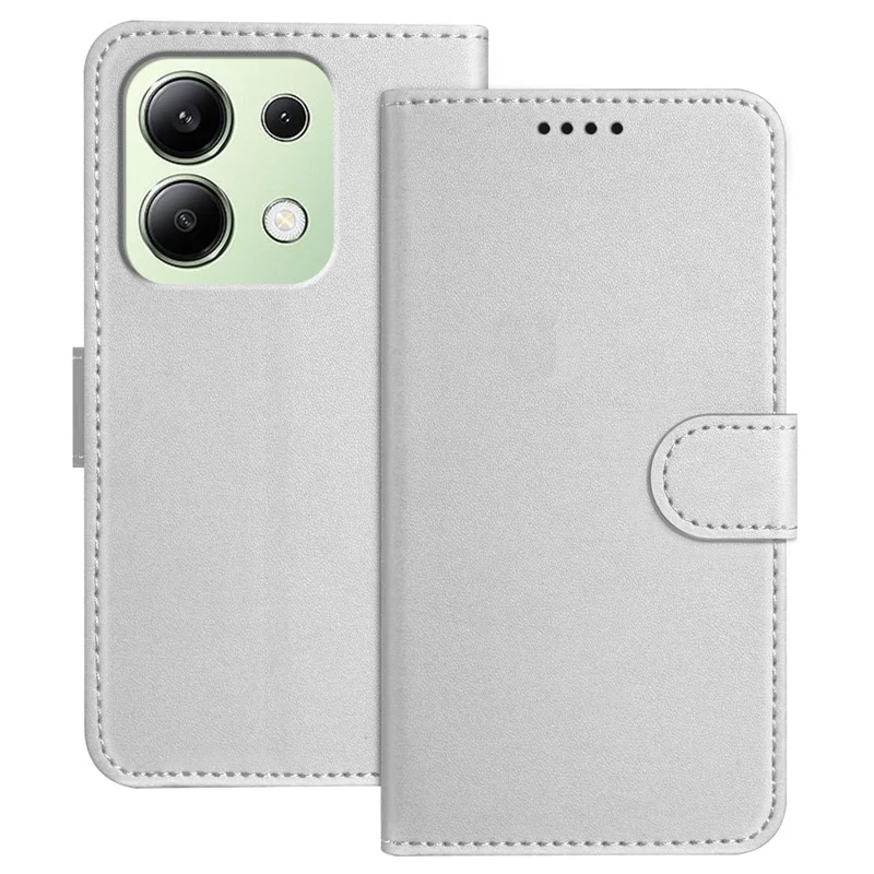 For Xiaomi Redmi Note 13 4G Leather Case Wallet Stand Solid Color Anti Drop Phone Cover - Black-Cellmalls