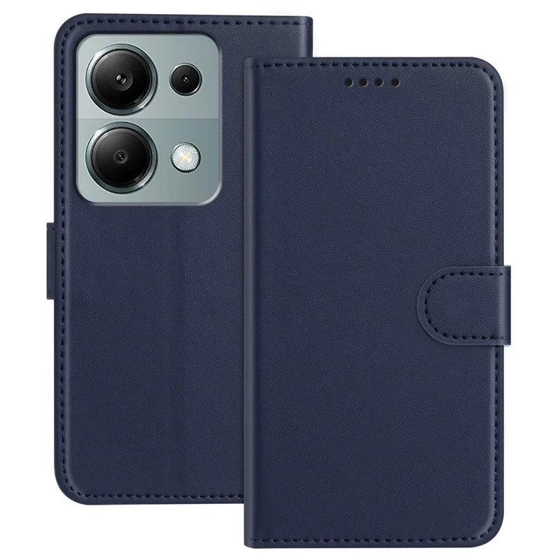 For Xiaomi Poco M6 Pro 4G / Xiaomi Redmi Note 13 Pro 4G Leather Case Wallet Stand Solid Color Anti Drop Phone Cover - Black-Cellmalls
