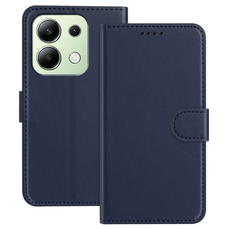 For Xiaomi Redmi Note 13 4G Leather Case Wallet Stand Solid Color Anti Drop Phone Cover - Black-Cellmalls