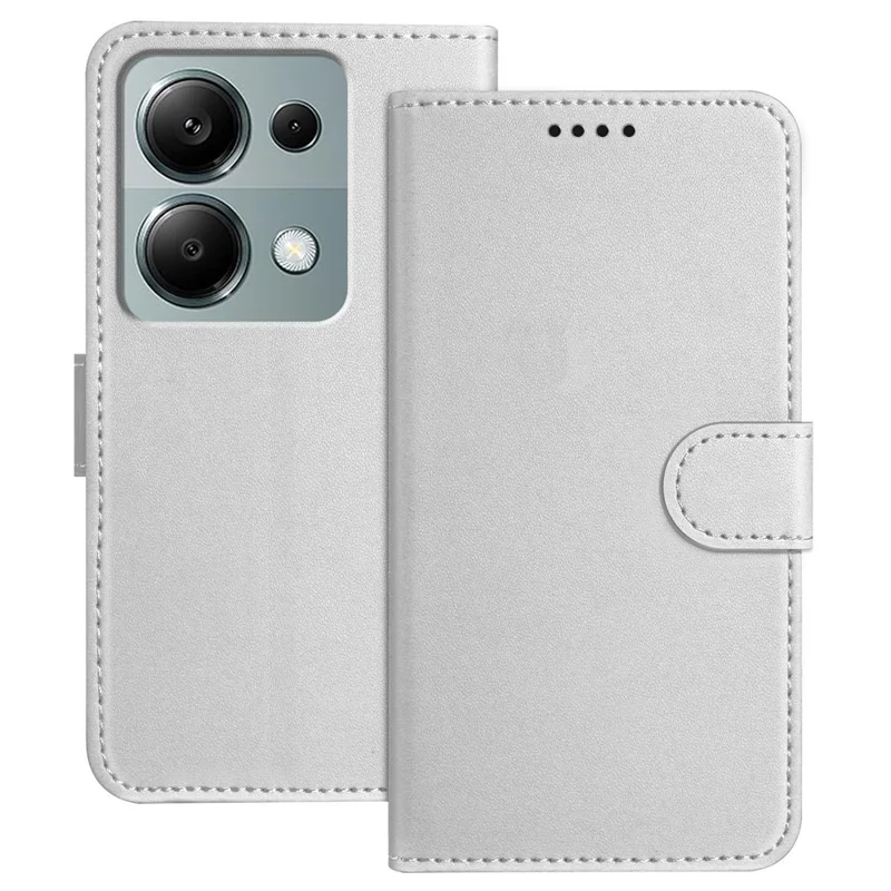 For Xiaomi Poco M6 Pro 4G / Xiaomi Redmi Note 13 Pro 4G Leather Case Wallet Stand Solid Color Anti Drop Phone Cover - Black-Cellmalls