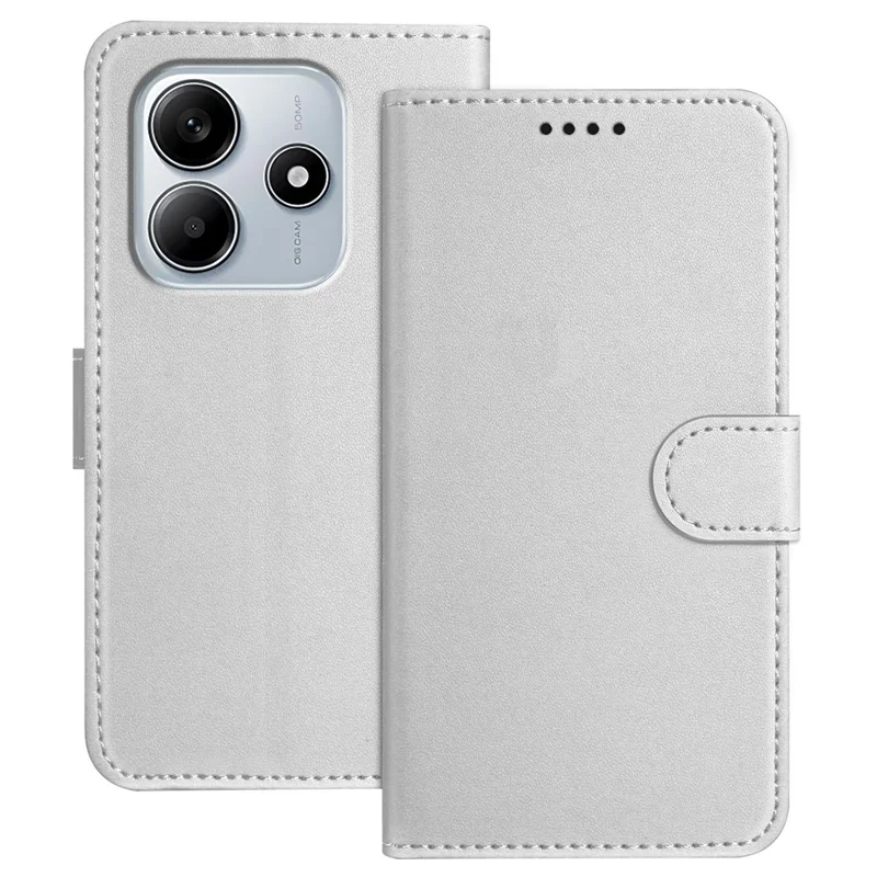 For Xiaomi Redmi Note 14 4G (163.25x76.55x8.16mm) Leather Case Wallet Stand Solid Color Anti Drop Phone Cover - Black-Cellmalls