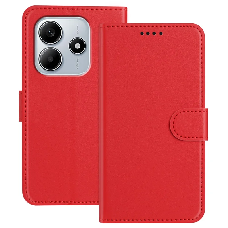 For Xiaomi Redmi Note 14 4G (164.84x78.15x8.16mm) Leather Case Wallet Stand Solid Color Anti Drop Phone Cover - Black-Cellmalls