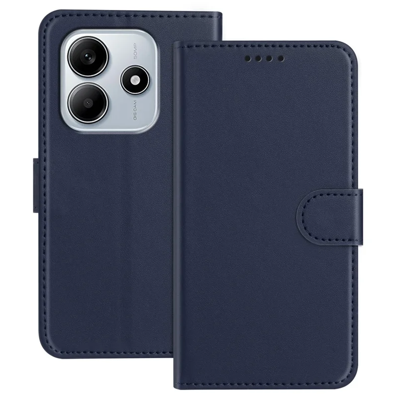 For Xiaomi Redmi Note 14 5G (China) / Xiaomi Poco M7 Pro 5G / Xiaomi Redmi Note 14 5G Leather Case Wallet Stand Solid Color Anti Drop Phone Cover - Black-Cellmalls