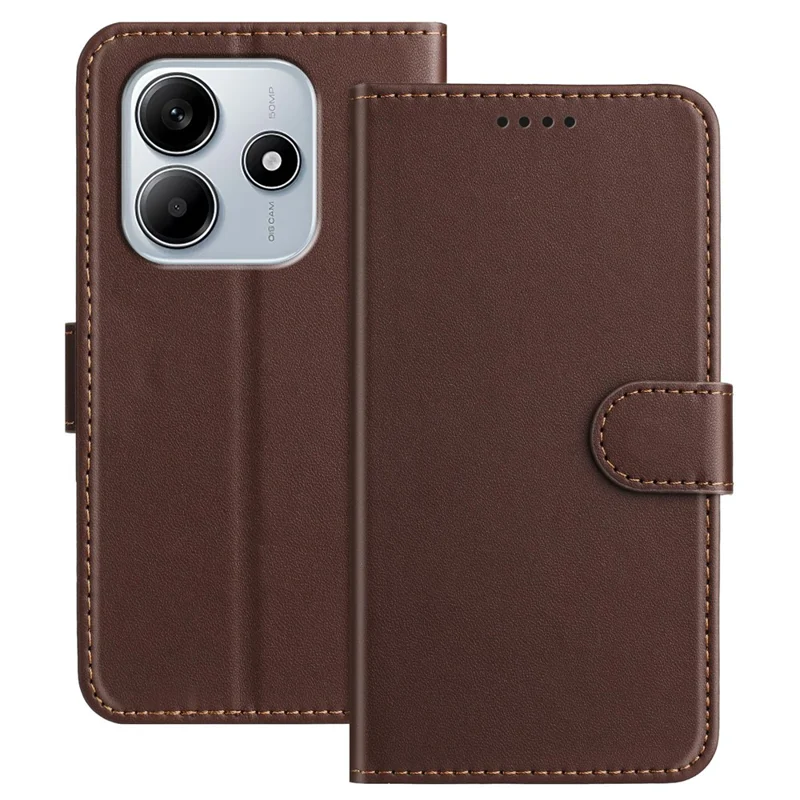 For Xiaomi Redmi Note 14 5G (China) / Xiaomi Poco M7 Pro 5G / Xiaomi Redmi Note 14 5G Leather Case Wallet Stand Solid Color Anti Drop Phone Cover - Black-Cellmalls