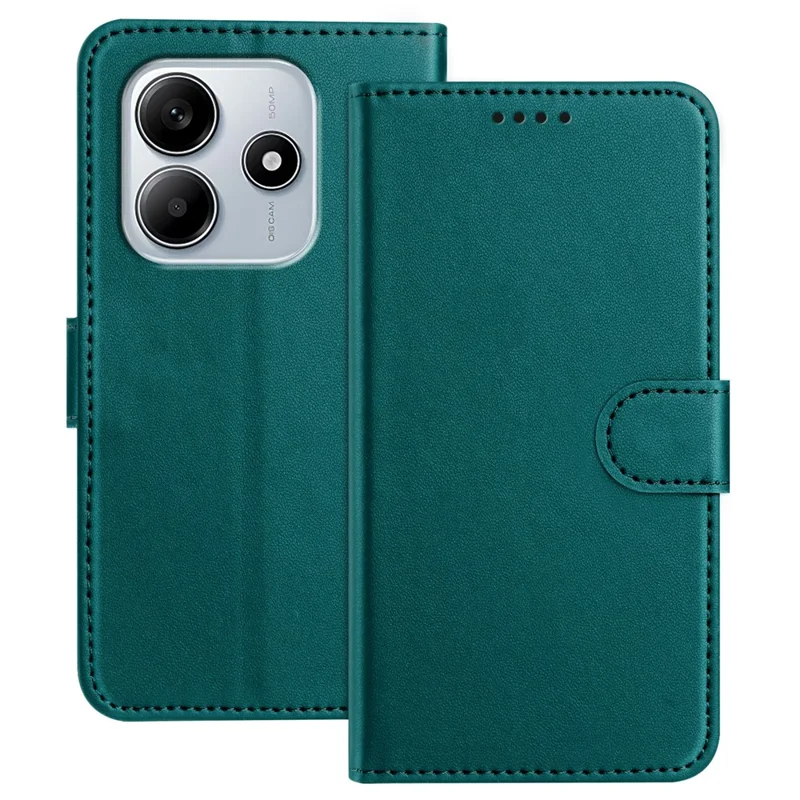 For Xiaomi Redmi Note 14 5G (China) / Xiaomi Poco M7 Pro 5G / Xiaomi Redmi Note 14 5G Leather Case Wallet Stand Solid Color Anti Drop Phone Cover - Black-Cellmalls