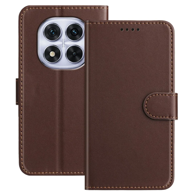 For Xiaomi Redmi Note 14 Pro 4G Leather Case Wallet Stand Solid Color Anti Drop Phone Cover - Black-Cellmalls