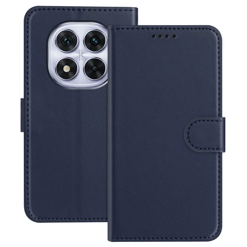 For Xiaomi Redmi Note 14 Pro 4G Leather Case Wallet Stand Solid Color Anti Drop Phone Cover - Black-Cellmalls