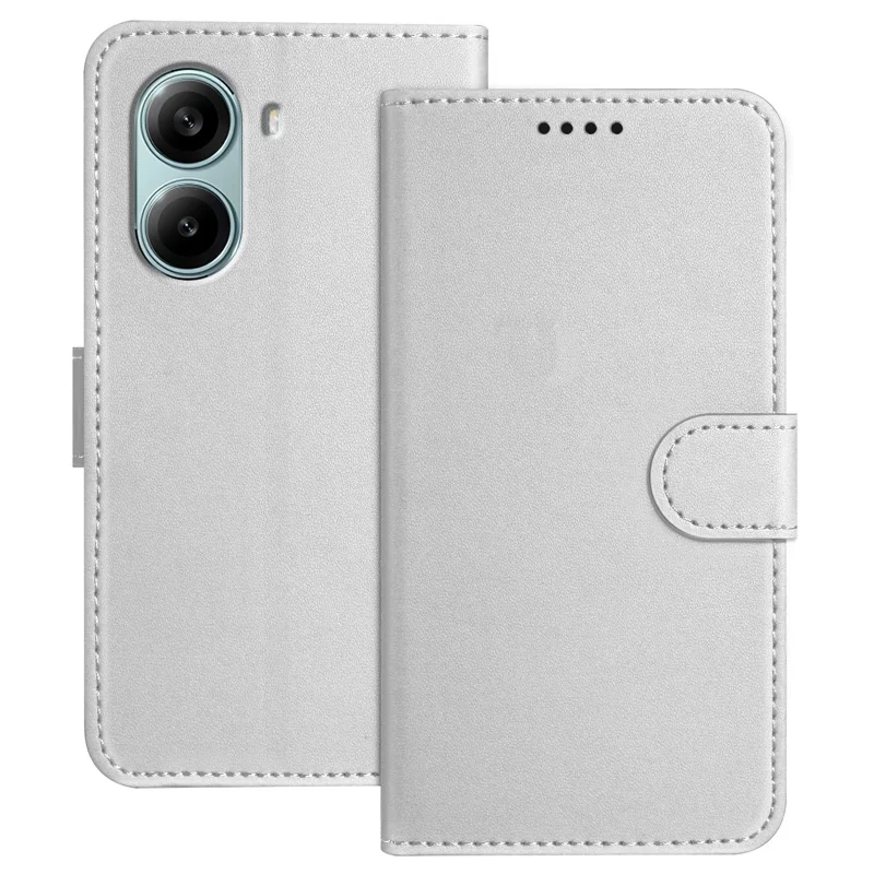 For Xiaomi Redmi Turbo 4 Pro 5G Leather Case Wallet Stand Solid Color Anti Drop Phone Cover - Black-Cellmalls