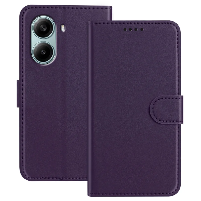 For Xiaomi Redmi Turbo 4 Pro 5G Leather Case Wallet Stand Solid Color Anti Drop Phone Cover - Black-Cellmalls