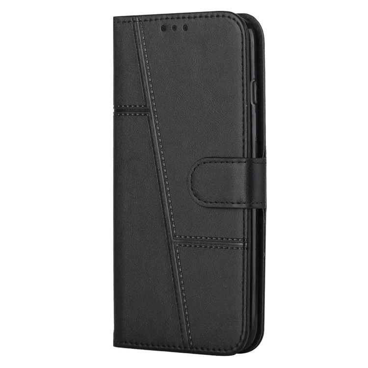 For Xiaomi 13 Pro 5G PU Leather Wallet Phone Case Magnetic Clasp Foldable Stand Imprinted Stitching Line Cover - Black-Cellmalls