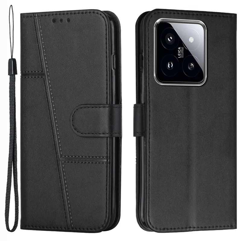 For Xiaomi 14 Cell Phone Case Wallet Stand Full Protection Leather Cover - Black-Cellmalls