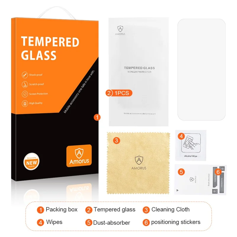 AMORUS For iPhone 16 Pro Screen Protector 2.5D Anti-Explosion High Aluminum-Silicon Glass Film-Cellmalls