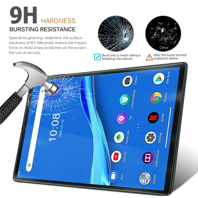 Anti-explosion Anti-scratch Dustproof Straight Edge 9H Tempered Glass Screen Protector Film for Lenovo Tab M10 Plus/Tab K10-Cellmalls