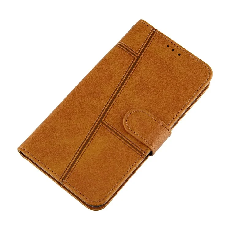 Wallet Stand Design Splicing Leather Phone Cover Case with Strap for Xiaomi Mi 11 Lite 4G / 5G / 11 Lite 5G NE  - Brown-Cellmalls