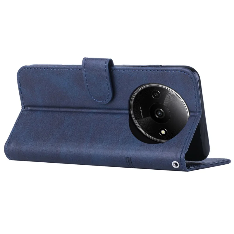 For Xiaomi Redmi A3 4G / Poco C61 4G Case Calf Texture Leather Wallet Phone Cover with Folio Stand - Sapphire-Cellmalls