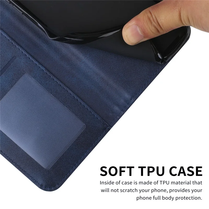 For Xiaomi Redmi A3 4G / Poco C61 4G Case Calf Texture Leather Wallet Phone Cover with Folio Stand - Sapphire-Cellmalls