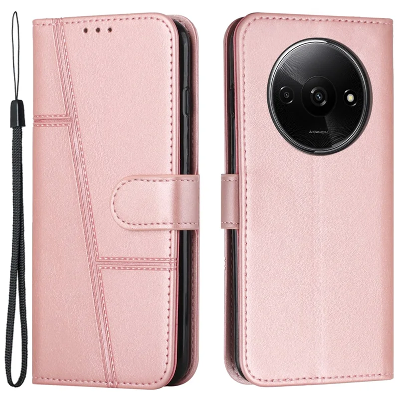 For Xiaomi Redmi A3 4G / Poco C61 4G Case Calf Texture Leather Wallet Phone Cover with Folio Stand - Sapphire-Cellmalls