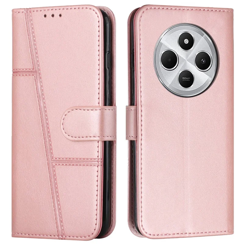 For Xiaomi Poco C75 4G / Redmi 14R 5G / 14C 4G Case Stand Flip Protective Leather Phone Cover - Black-Cellmalls