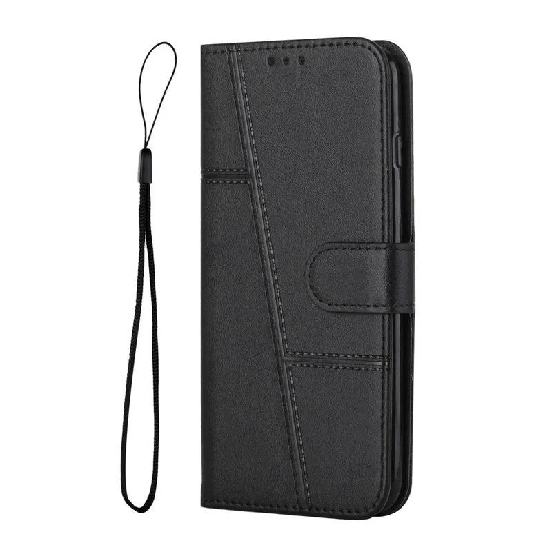 For Xiaomi Poco F7 5G  /  Redmi Turbo 4 Pro 5G Leather Phone Case Foldable Stand Wallet Flip Cover with Strap - Black-Cellmalls