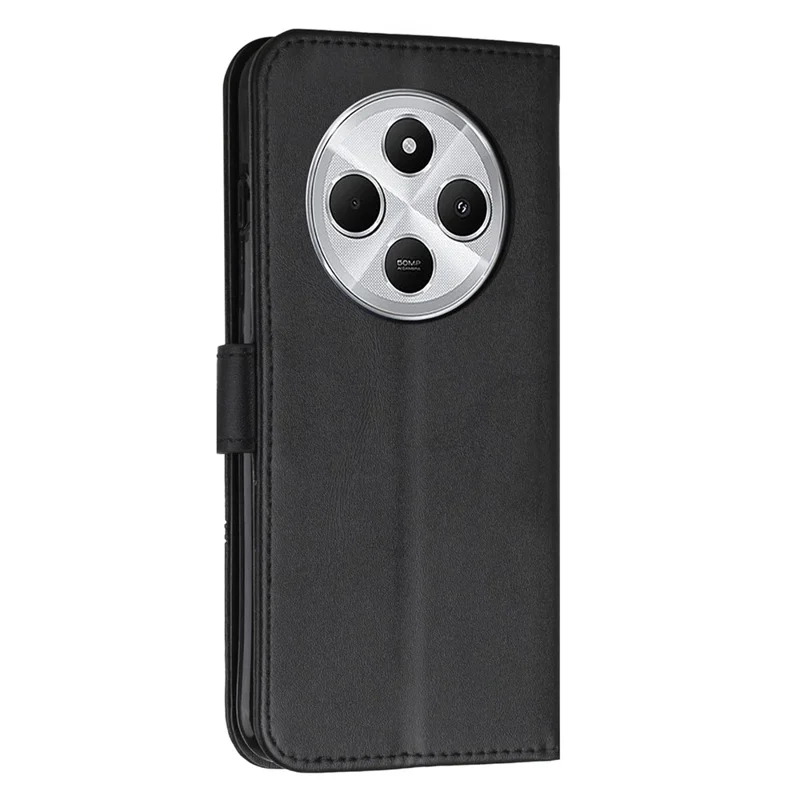 For Xiaomi Poco C75 4G / Redmi 14R 5G / 14C 4G Case Stand Flip Protective Leather Phone Cover - Black-Cellmalls
