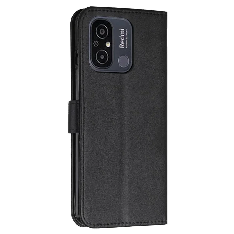 Shockproof Phone Case For Xiaomi Redmi 12C 4G / 11A 4G Magnetic Leather Flip Phone Cover Wallet Stand - Black-Cellmalls