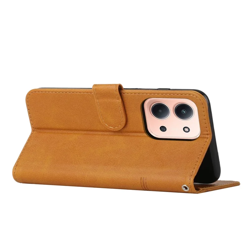 For Xiaomi Redmi 15C 4G (Global) (171mm) / Poco C85 4G Leather Phone Case Foldable Stand Wallet Flip Cover with Strap - Yellow-Cellmalls