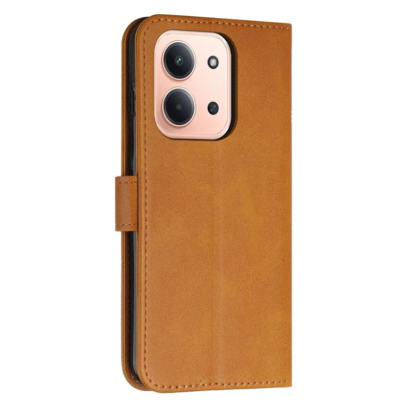 For Xiaomi Redmi 15C 4G (Global) (171mm) / Poco C85 4G Leather Phone Case Foldable Stand Wallet Flip Cover with Strap - Yellow-Cellmalls