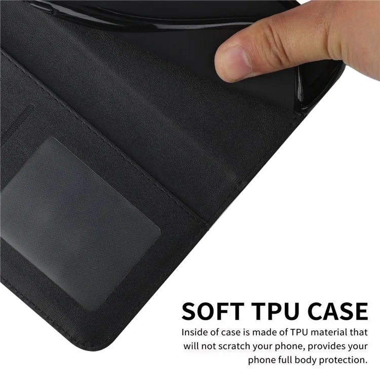 For Xiaomi Redmi 10C 4G Stitching PU Leather Wallet Case Magnetic Closure Full Protection Book Design Stand Cover with Strap - Black-Cellmalls