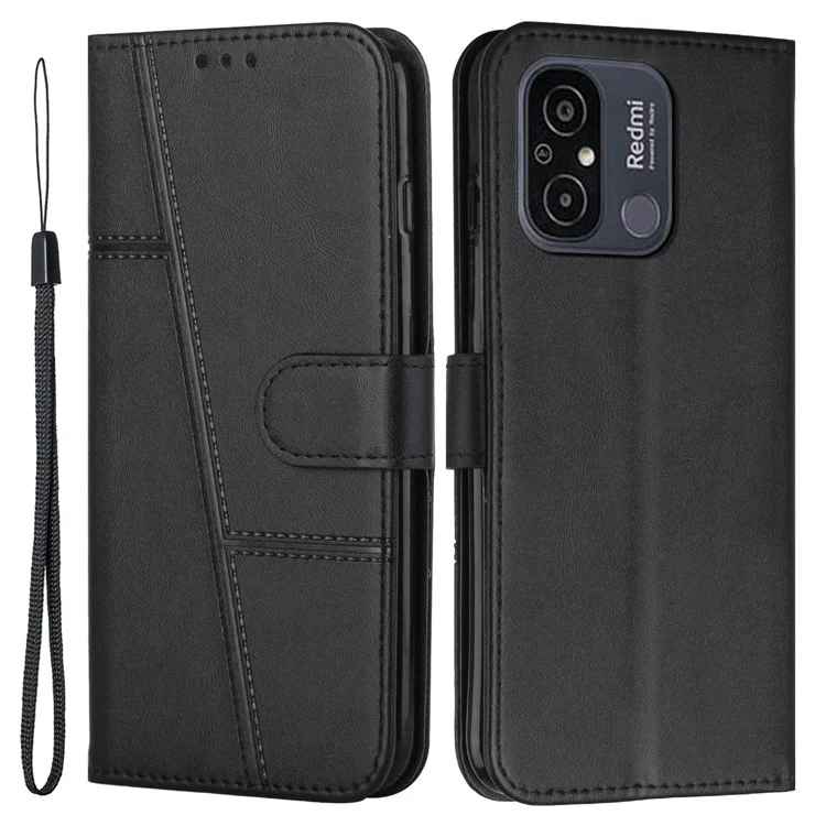 Shockproof Phone Case For Xiaomi Redmi 12C 4G / 11A 4G Magnetic Leather Flip Phone Cover Wallet Stand - Black-Cellmalls