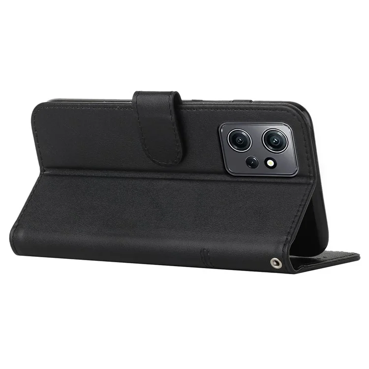 PU Leather Case for Xiaomi Redmi Note 12 4G Cell Phone Drop-proof Wallet Foldable Stand Cover - Black-Cellmalls