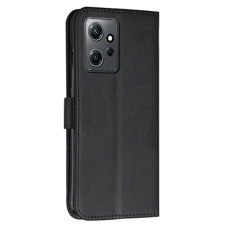 PU Leather Case for Xiaomi Redmi Note 12 4G Cell Phone Drop-proof Wallet Foldable Stand Cover - Black-Cellmalls