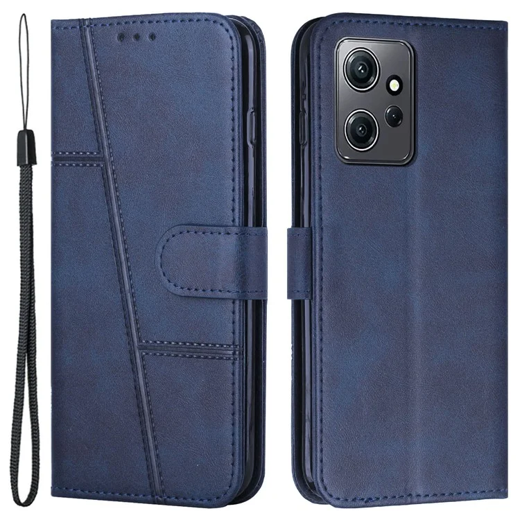 PU Leather Case for Xiaomi Redmi Note 12 4G Cell Phone Drop-proof Wallet Foldable Stand Cover - Black-Cellmalls