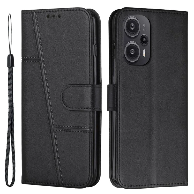 For Xiaomi Redmi Note 12 Turbo / Poco F5 5G PU Leather Case Wallet Stand Protective Phone Cover - Black-Cellmalls